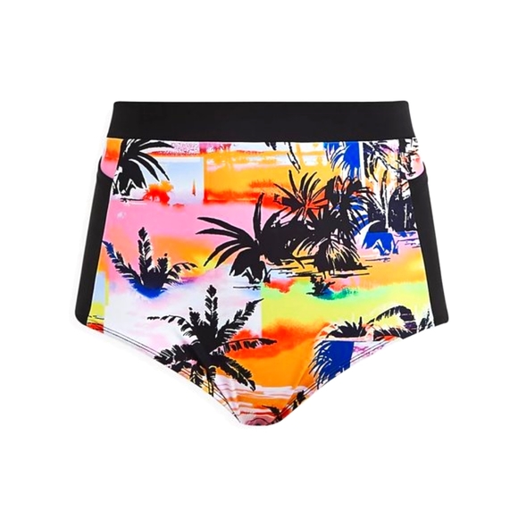 ❤️NWT VINTAGE TORRID SWIM BOTTOM - HIGH RISE POCKETS TROPICAL SUNSET SWIM BRIEF - Picture 9 of 11